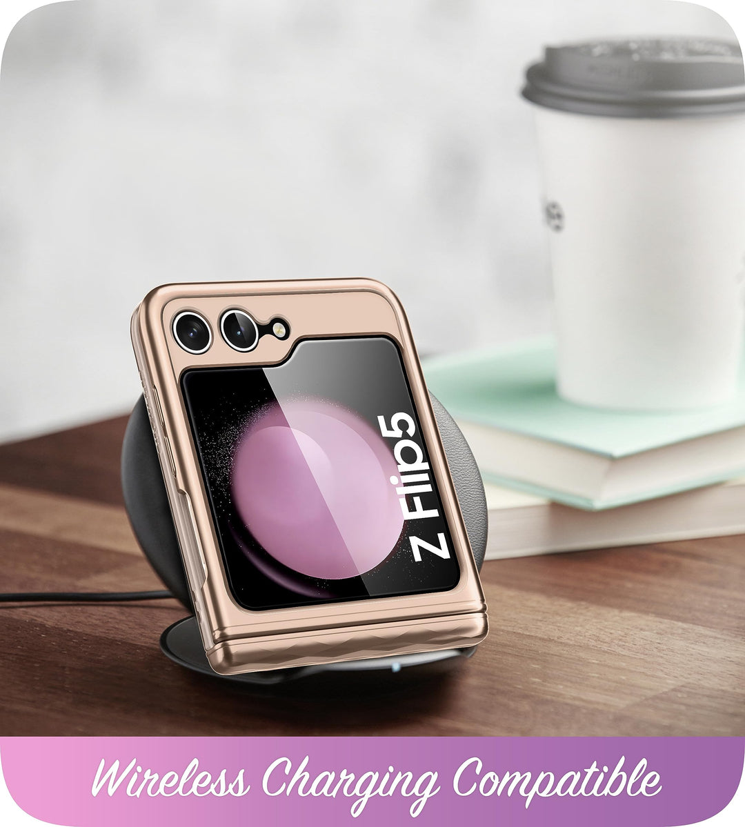i-Blason Cosmo for Samsung Galaxy Z Flip 5 Case with Hinge Protection, [Built-in Front Screen Protector] Slim Stylish Protective Case