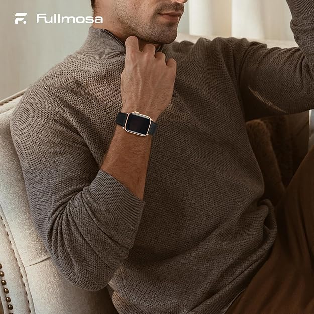 Fullmosa Apple watch band For 38mm, 40mm series 4 Models calf leather smart watch band Black -BL-GD