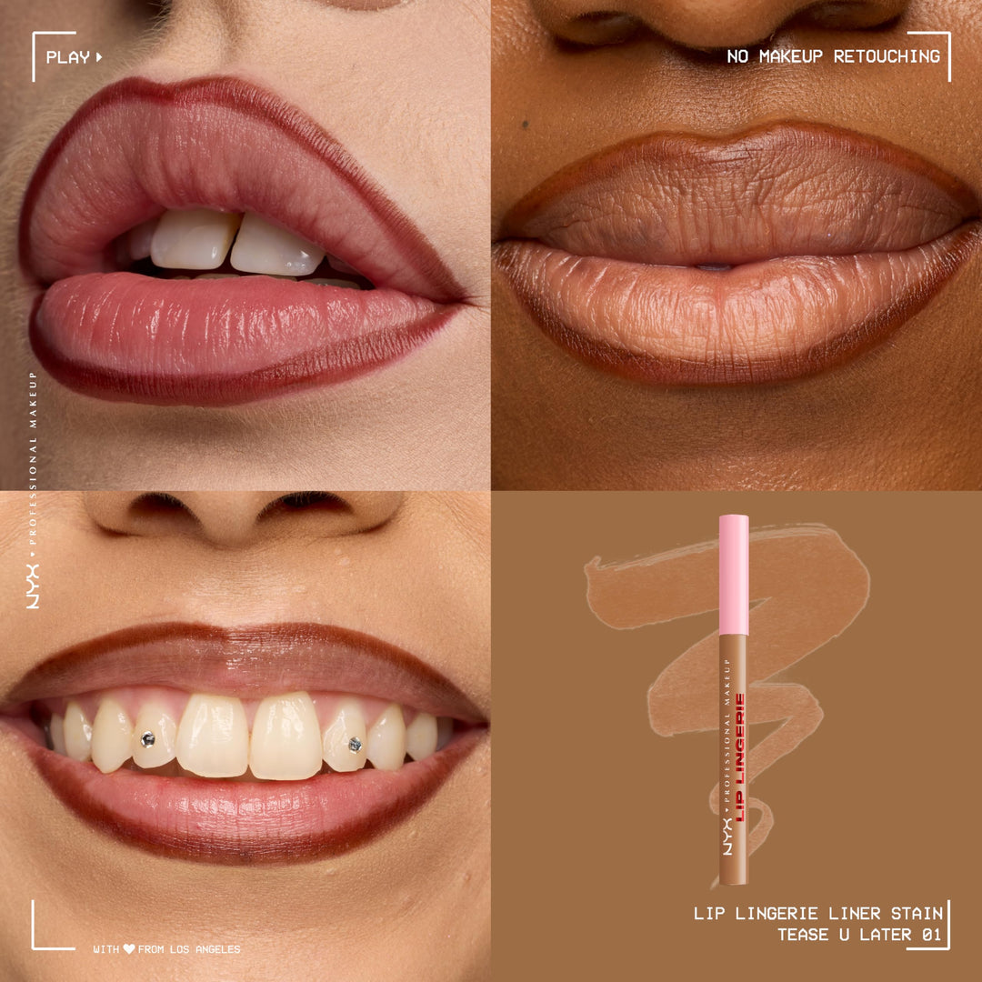 NYX PROFESSIONAL MAKEUP Lip Lingerie Liner Stain, Seamless Make Up with All-Day Color, Waterproof Lip Stain Finish - Up All Night