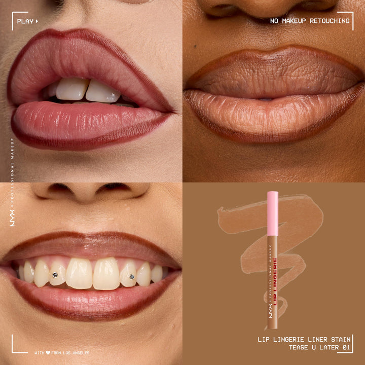 NYX PROFESSIONAL MAKEUP Lip Lingerie Liner Stain, Seamless Make Up with All-Day Color, Waterproof Lip Stain Finish - Up All Night