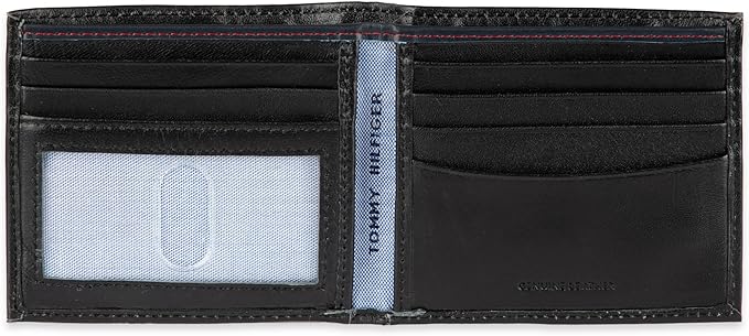 Tommy Hilfiger Men's RFID Blocking 100% Leather Passcase Wallet, Oxford Black