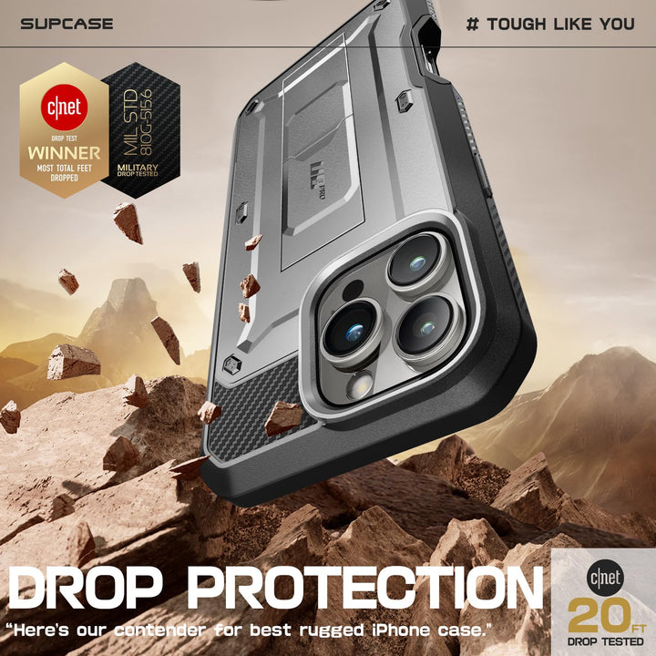 SUPCASE for iPhone 16 Pro Case with Screen Protector (Unicorn Beetle Pro), [Built-in Stand & Belt-Clip] [Military-Grade Protection] Full Body Heavy Duty Phone Case for iPhone 6.3 Inch 2024