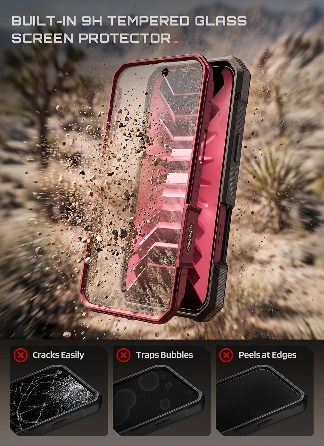 جراب SUPCASE لهاتف iPhone 18 Pro / iPhone 17 Pro، حماية فائقة مع واقي شاشة زجاجي، زر التحكم بالكاميرا، حامل مغناطيسي، متوافق مع MagSafe، جراب حماية كامل للجسم Unicorn Beetle Grip Pro