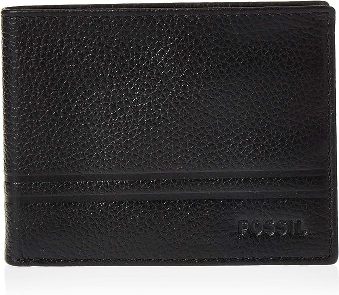 Fossil Men's Bifold Leather Wallet ML4005001, Black - 3alababak