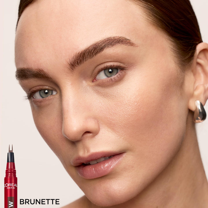 L'Oreal Paris Faux Brow, Hair-Like, Filling Eyebrow Pen with Double-Brush Tip, Fast & Precise Eyebrow Makeup, Soft Black, 0.04 Fl Oz