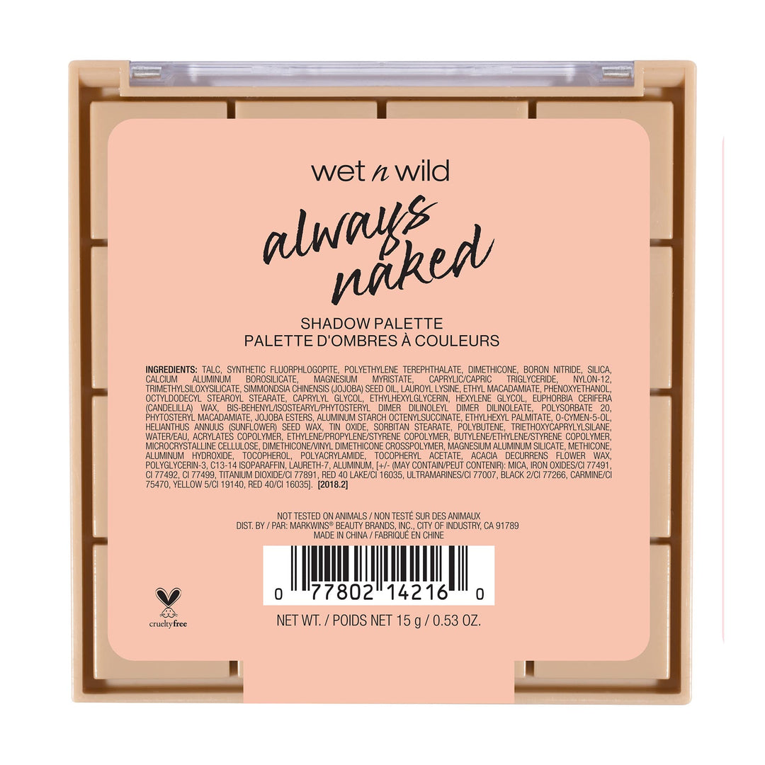 باليت wet n wild Always Naked، مكياج عيون نود محايد، قابل للمزج، ألوان نود دافئة وباردة، مطفي، لامع، جليتر، ناعم وكريمي