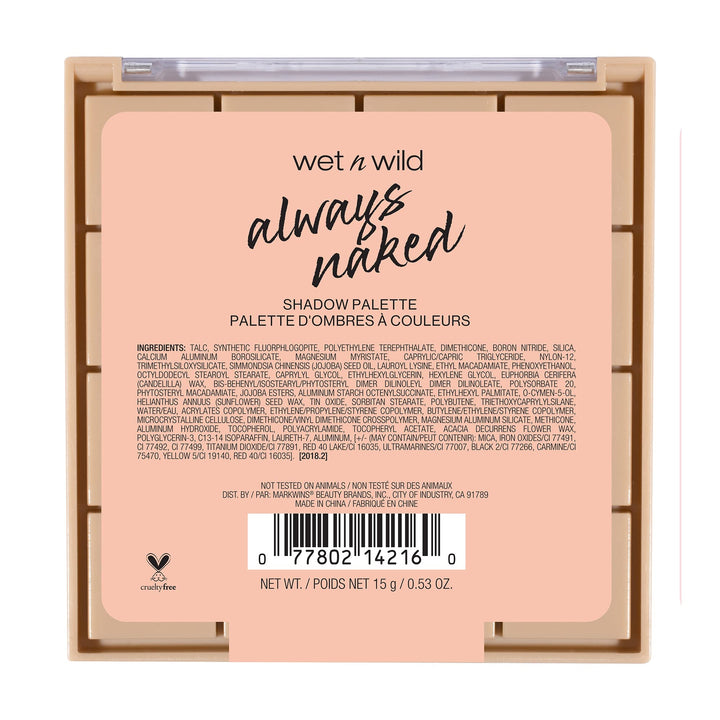 باليت wet n wild Always Naked، مكياج عيون نود محايد، قابل للمزج، ألوان نود دافئة وباردة، مطفي، لامع، جليتر، ناعم وكريمي