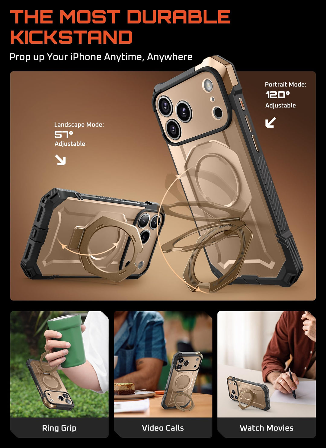 SUPCASE for iPhone 17 Pro Max Case with Kickstand (Unicorn Beetle Grip), [Camera Control Cover] [Compatible with MagSafe] [Military-Grade Drop Protection] Heavy Duty Magnetic Phone Case