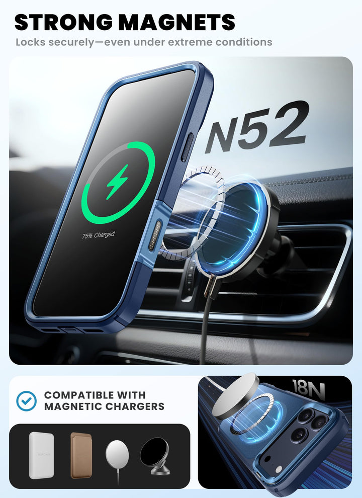 i-Blason Ares for iPhone 17 Pro Max Case with Stand [9H Tempered Glass Screen Protector][MagSafe Compatible] [Camera Control Button] Military-Grade Protection Full-Body Heavy Duty Magnetic Case