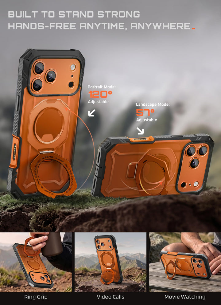 جراب SUPCASE لهاتف iPhone 18 Pro / iPhone 17 Pro، حماية فائقة مع واقي شاشة زجاجي، زر التحكم بالكاميرا، حامل مغناطيسي، متوافق مع MagSafe، جراب حماية كامل للجسم Unicorn Beetle Grip Pro