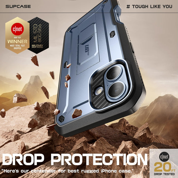 SUPCASE for iPhone 16 Case with Screen Protector (Unicorn Beetle Pro), [Built-in Stand & Belt-Clip] [Military-Grade Protection] Full Body Heavy Duty Phone Case for iPhone 16 6.1'' 2024
