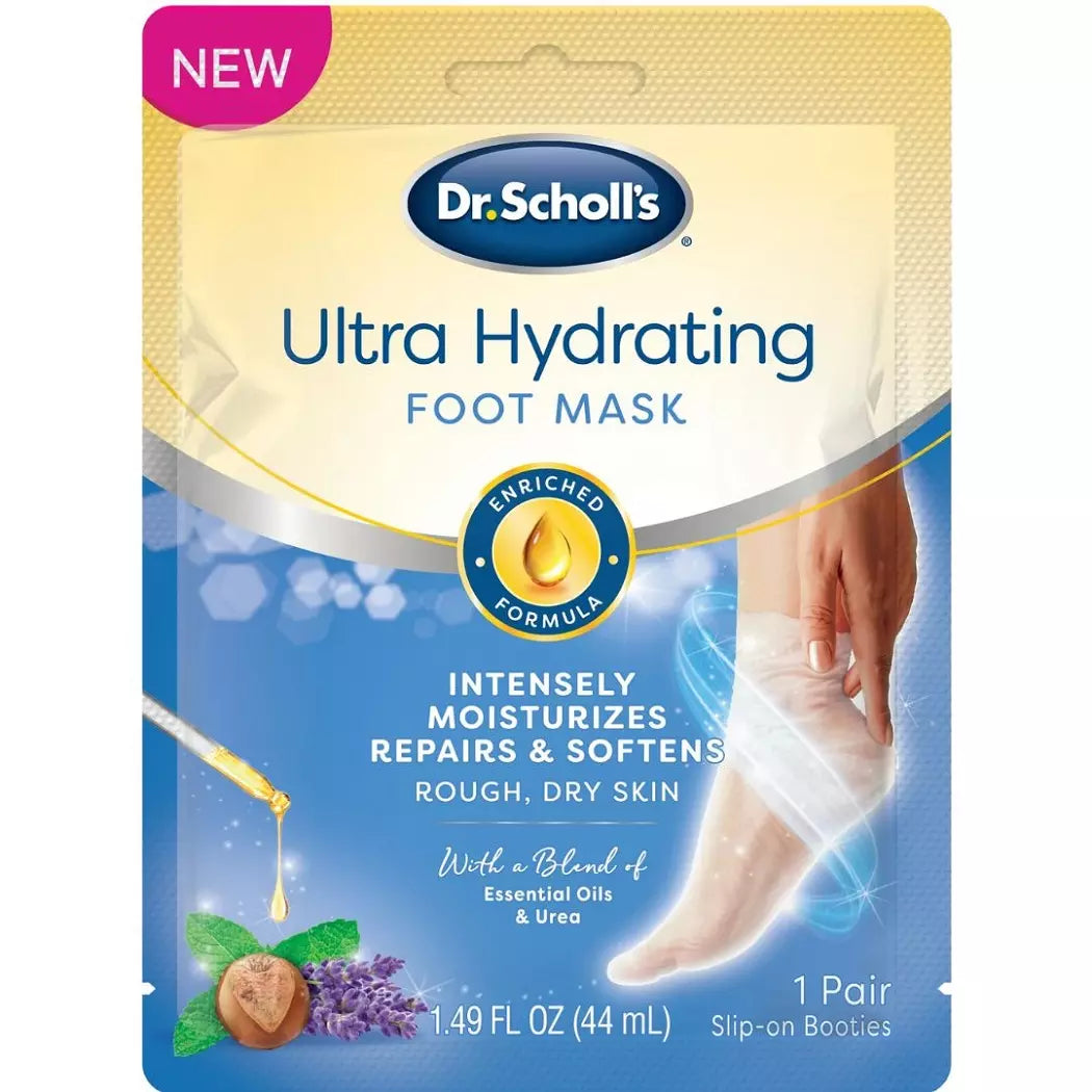 Dr. Scholl's Ultra Hydrating Foot Mask 3 Pack , Intensely Moisturizes Repairs and Softens Rough Dry Skin with Urea, 3 Pairs