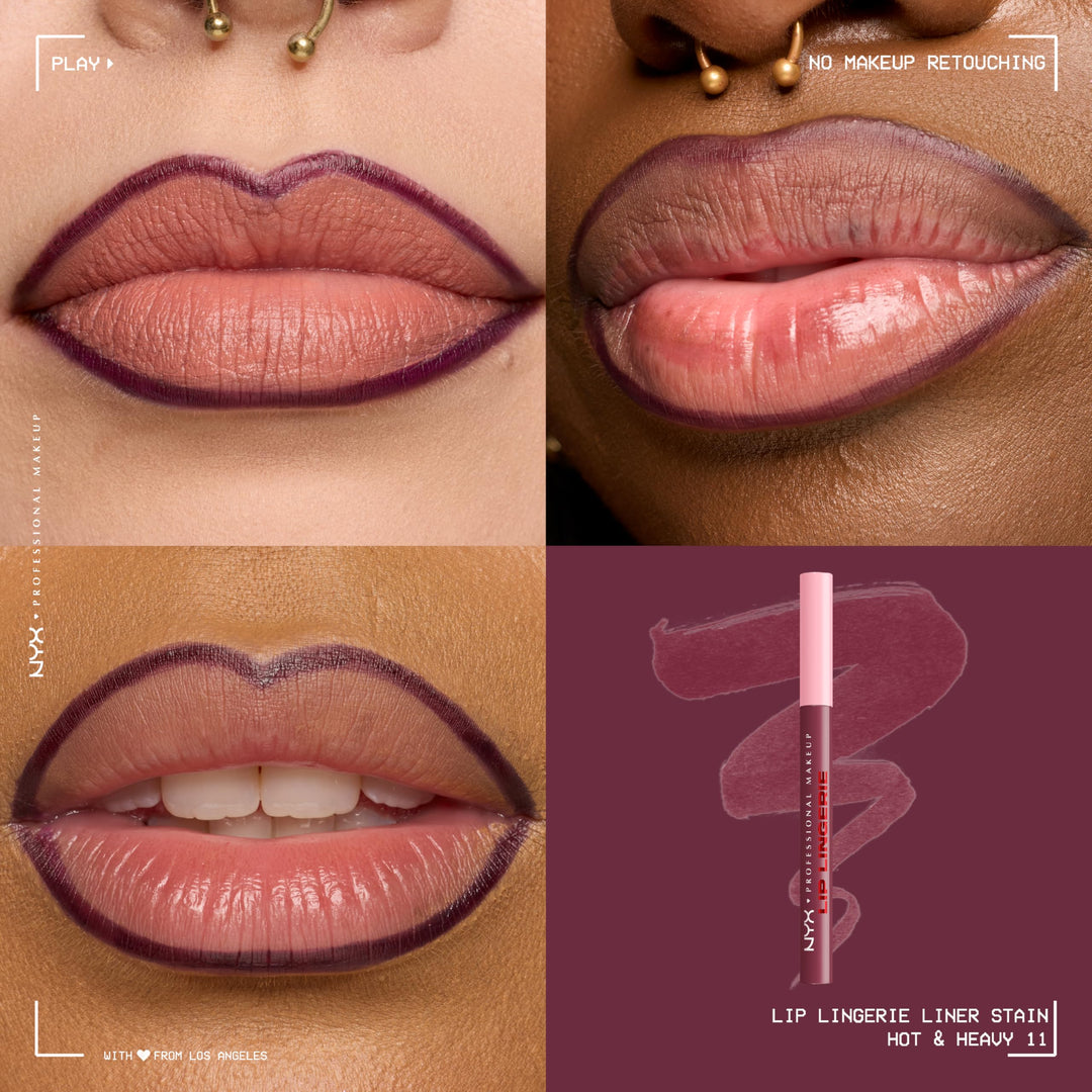 NYX PROFESSIONAL MAKEUP Lip Lingerie Liner Stain, Seamless Make Up with All-Day Color, Waterproof Lip Stain Finish - Up All Night