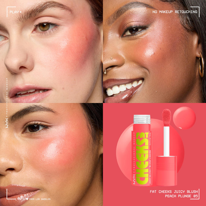 NYX PROFESSIONAL MAKEUP Fat Cheeks Liquid Blush, Buildable, Dewy Blush with Long-Lasting 12HR Wear - Blueberry Burst (Cool Purple)