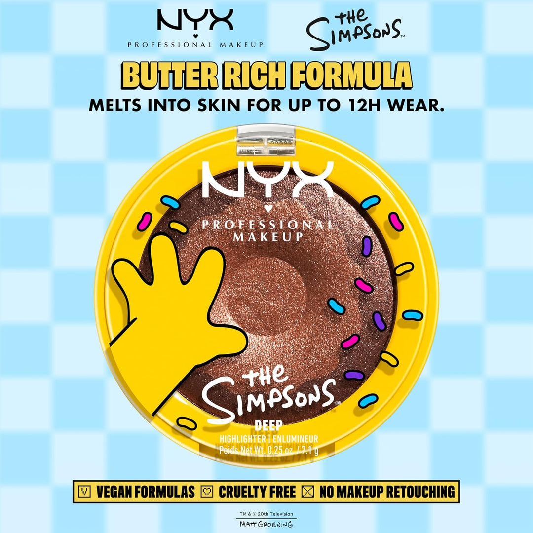 NYX PROFESSIONAL MAKEUP هايلايتر هومر سيمبسون دونت، بودرة لامعة مدهشة وناعمة كالحرير، بالتعاون مع سيمبسون، نباتي ولم يختبر على الحيوانات