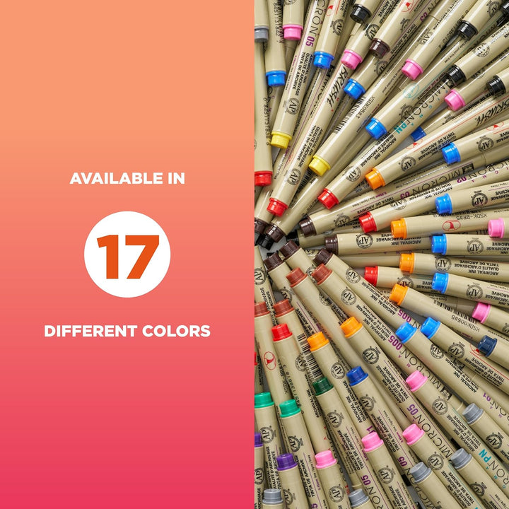 SAKURA Pigma Micron Fineliner Pens - Archival Black Ink Pens for Writing, Illustration, or Bullet Journaling - Assorted Point Sizes - 6 Pack