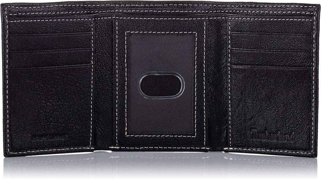 Timberland D97018 mens Genuine Leather Rfid Blocking Trifold Wallet, Black