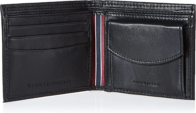 Tommy Hilfiger 31TL25X020 Men's Genuine Leather Slim Bifold Wallet with Coin Pocket - 3alababak
