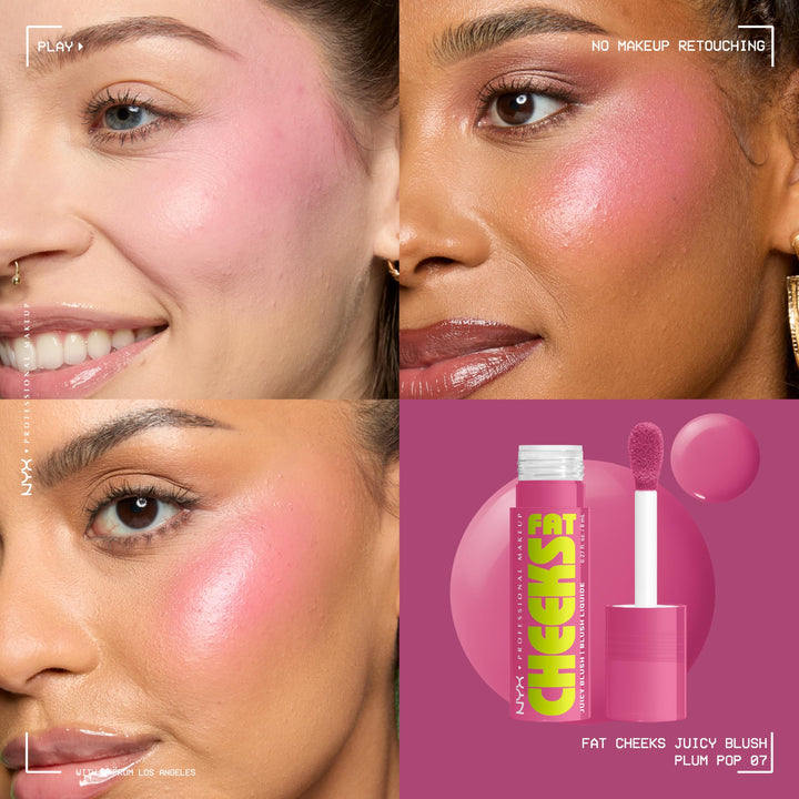 NYX PROFESSIONAL MAKEUP Fat Cheeks Liquid Blush, Buildable, Dewy Blush with Long-Lasting 12HR Wear - Blueberry Burst (Cool Purple)