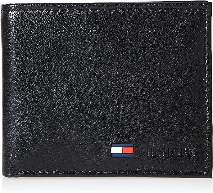 Tommy Hilfiger 31TL25X020 Men's Genuine Leather Slim Bifold Wallet with Coin Pocket - 3alababak