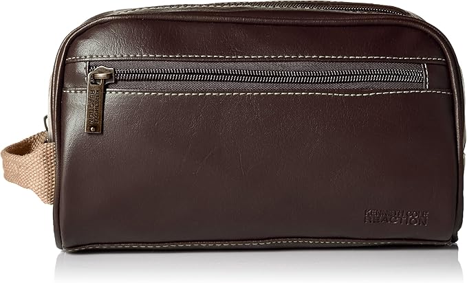 Kenneth Cole Reaction Men's Top Zip Single Compartment Travel Kit, Brown, One size