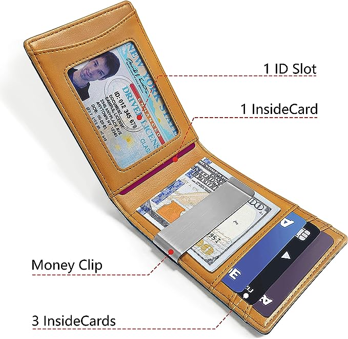 BULLIANT Slim Wallet Money Clip, Mens Front Pocket Wallet For Men 8 Cards 3"x4.25",RFID Blocking