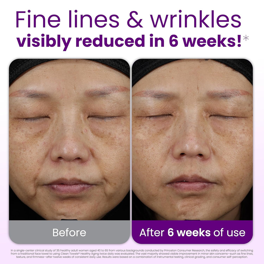 CLEAN SKIN CLUB Healthy Aging Clean Towels® XL, Smooths Fine Lines Wrinkles &amp; Texture, Disposable Face Dry Wipes, XL - 1 Pack (50 count)