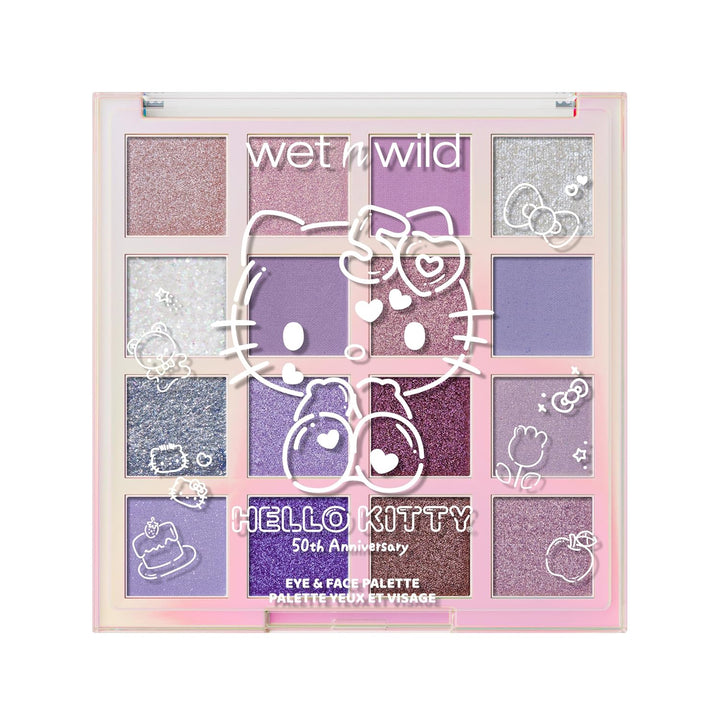 wet n wild Hello Kitty Eye & Face Palette, 2 Bold Richly Pigmented Palettes, Multi-Functional Buildable and Blendable Formula, Cruelty-Free & Vegan - Big Smile