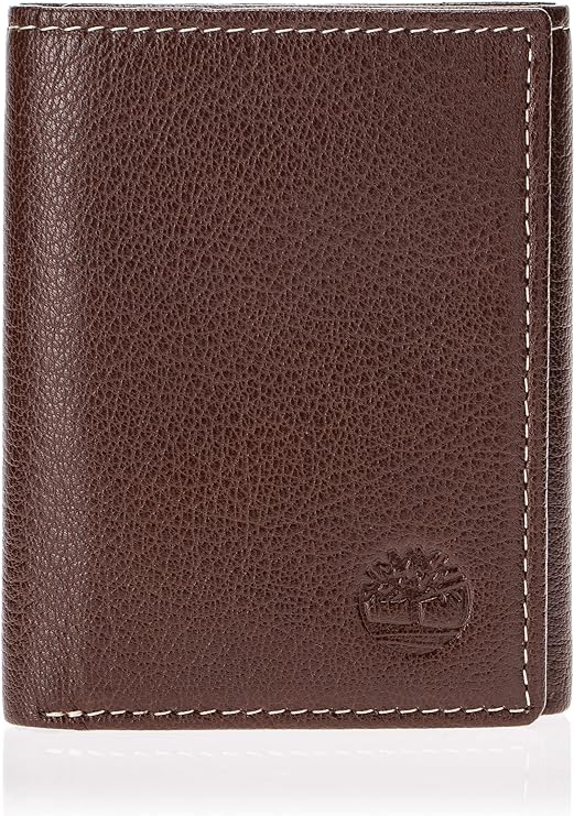 Timberland Men's Leather Trifold Wallet with ID Window Brown (Blix) D10241 - 3alababak