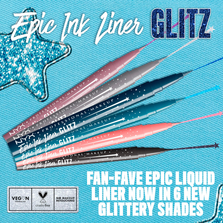NYX PROFESSIONAL MAKEUP Epic Ink Glitz Liner, Waterproof Metallic Liquid Eyeliner with Vegan Formula 0.03 Fl Oz