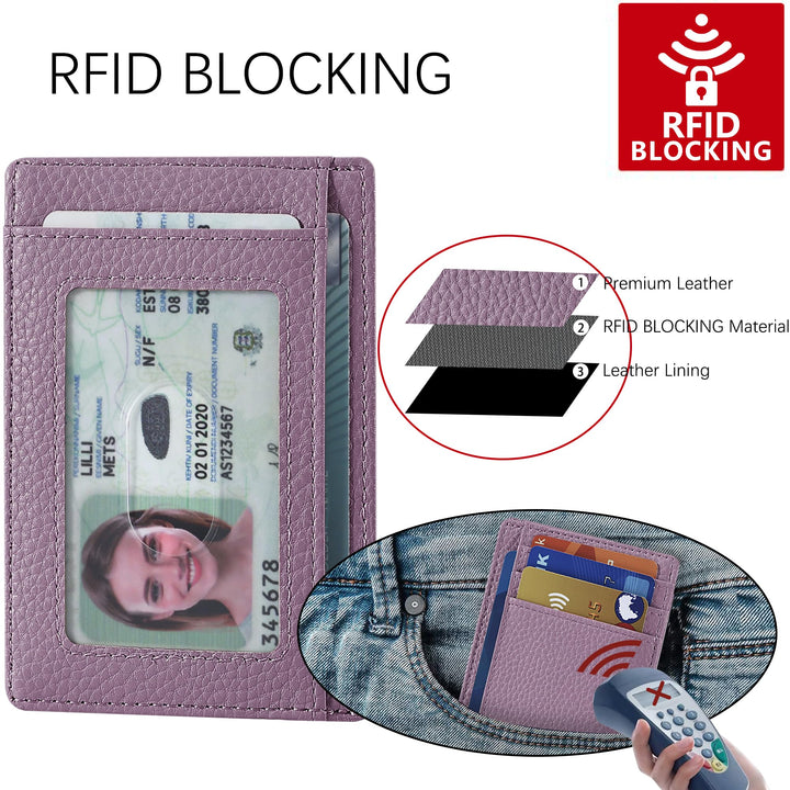 Travelambo Front Pocket Minimalist Leather Slim Wallet RFID Blocking Medium Size