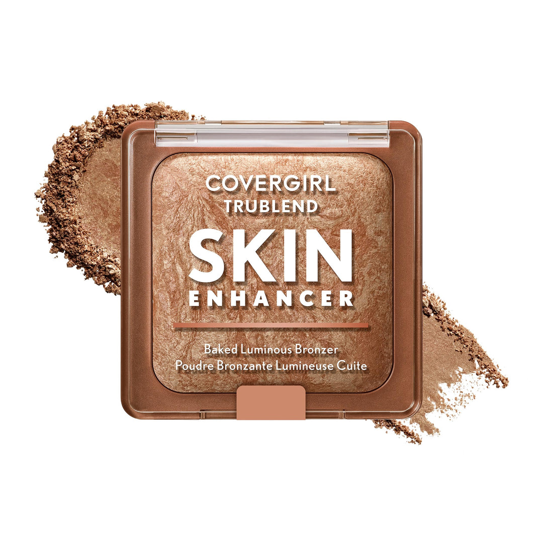 أحمر الخدود/البرونزر المخبوز المضيء TruBlend Skin Enhancer من COVERGIRL، مع حمض الهيالورونيك وخلاصة الورد الأبيض، يمتزج بسلاسة