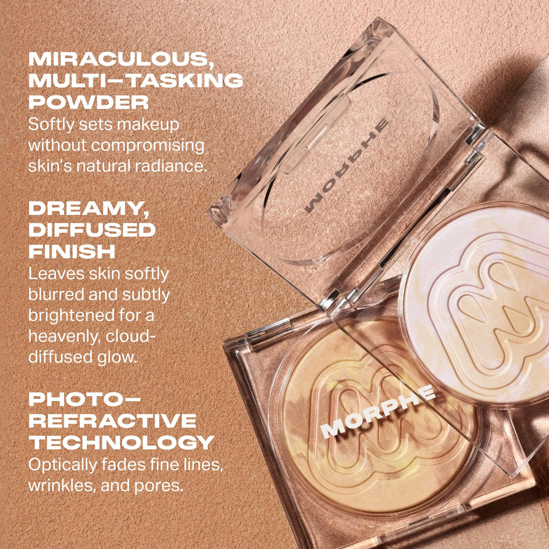 Morphe Cloudlight Soft Glow Veil Finishing Powder - Sheer, Weightless Pressed Face Powder with Light-Reflecting Glow - Makeup Setting Formula for Radiant, Complexion Finish