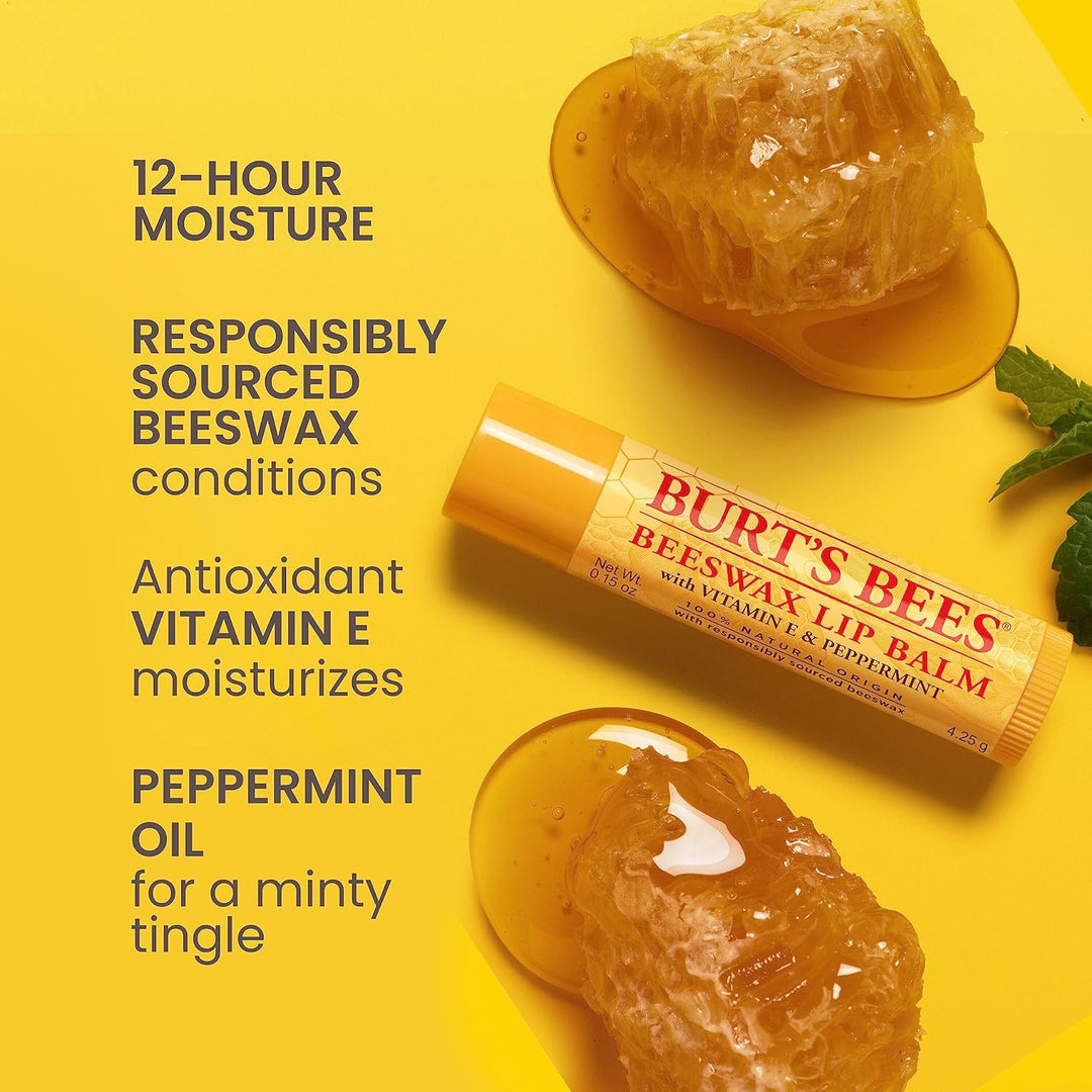 Burt's Bees Lip Balm - Original Beeswax, Lip Moisturizer With Responsibly Sourced Beeswax, Tint-Free, Natural Origin Conditioning Lip Treatment, 0.15 oz - 1 Count