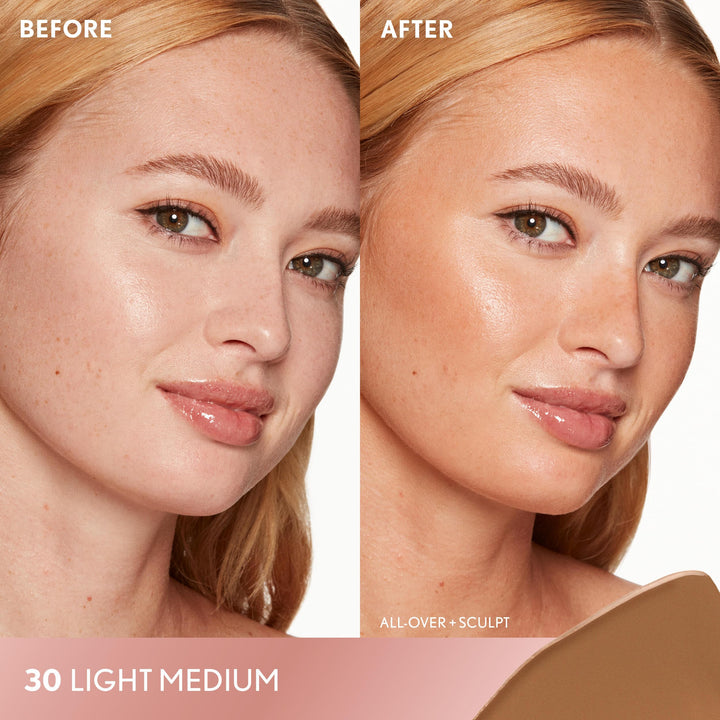 COVERGIRL TruBlend Sun &amp; Sculpt Bronzing Glow Serum, Buildable, Radiant Glow, Wand and Pump Applicator