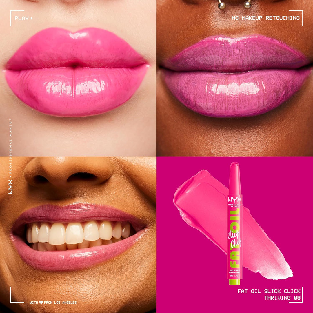 NYX PROFESSIONAL MAKEUP Fat Oil Slick Click, Lightweight, Buildable, Pigmented Vegan Lip Balm