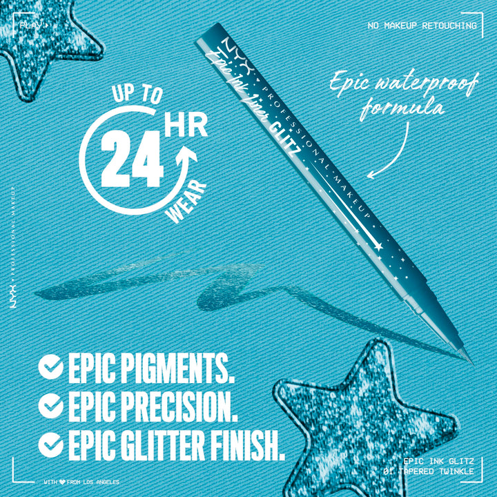 NYX PROFESSIONAL MAKEUP Epic Ink Glitz Liner, Waterproof Metallic Liquid Eyeliner with Vegan Formula 0.03 Fl Oz