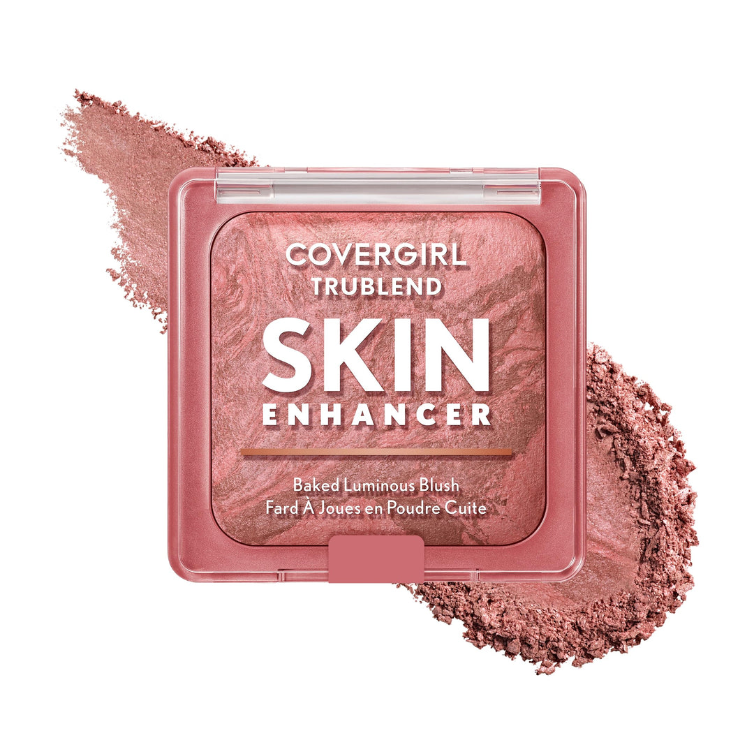 أحمر الخدود/البرونزر المخبوز المضيء TruBlend Skin Enhancer من COVERGIRL، مع حمض الهيالورونيك وخلاصة الورد الأبيض، يمتزج بسلاسة