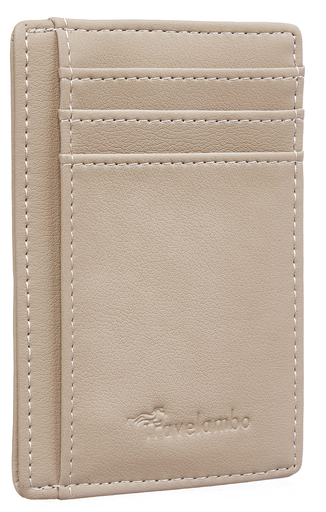 Travelambo Front Pocket Minimalist Leather Slim Wallet RFID Blocking Medium Size