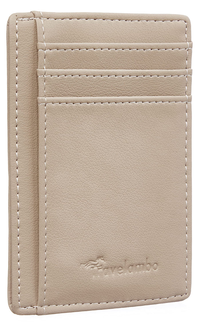 Travelambo Front Pocket Minimalist Leather Slim Wallet RFID Blocking Medium Size