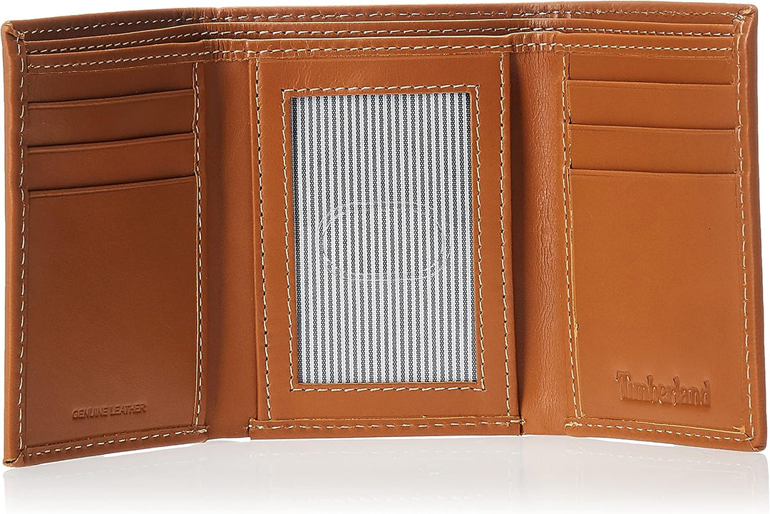 Timberland D01388  Mens Leather Trifold Wallet With ID Window - Tan (Cloudy)