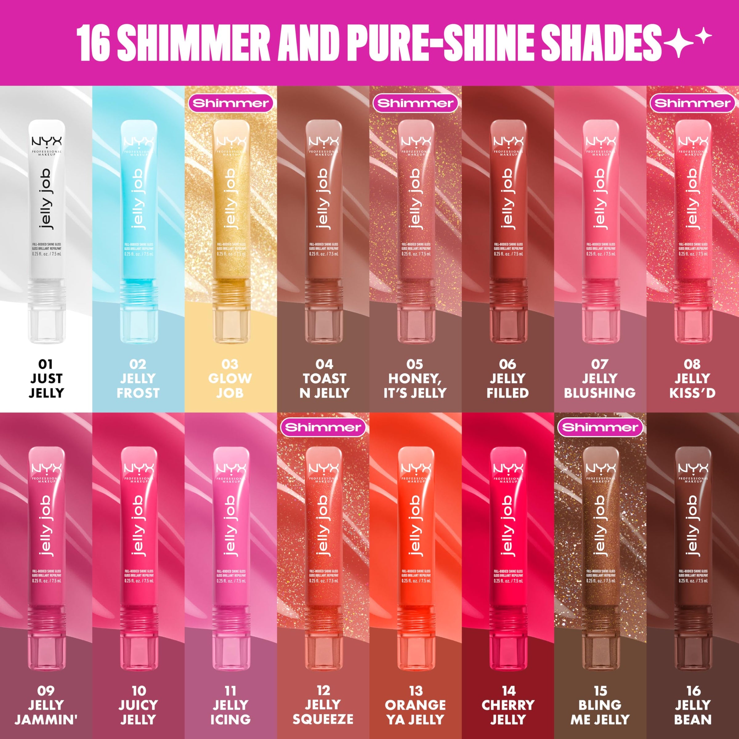 NYX PROFESSIONAL MAKEUP Jelly Job Lip Gloss, Lip Tint Gloss with Full-Bodied, Smoothing, and Hyper-Glossy Shine