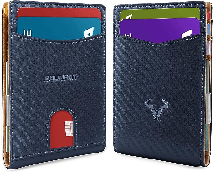 BULLIANT Slim Wallet Money Clip, Mens Front Pocket Wallet For Men 8 Cards 3"x4.25",RFID Blocking