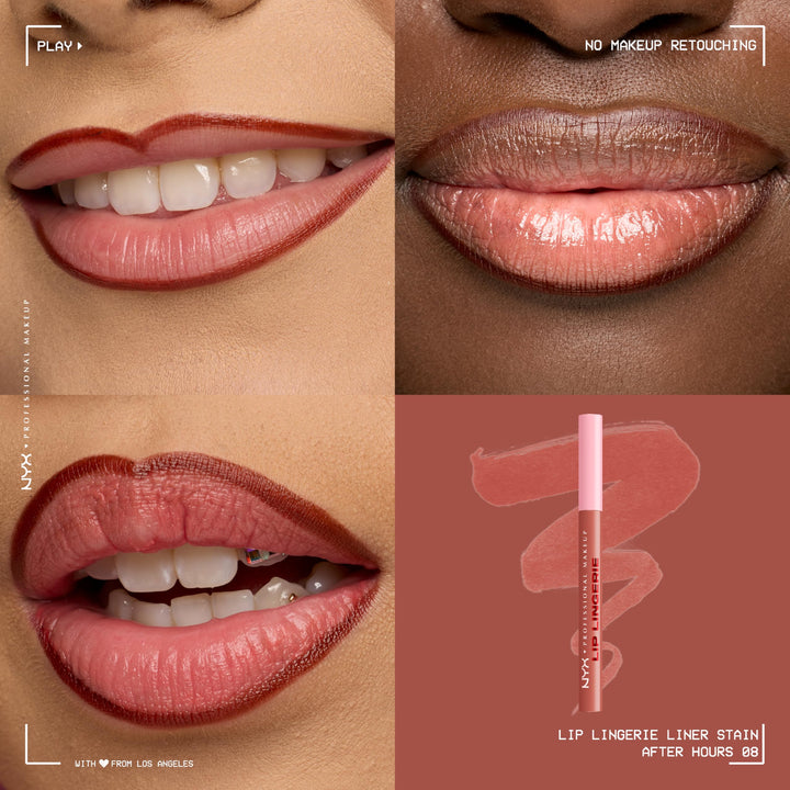 NYX PROFESSIONAL MAKEUP Lip Lingerie Liner Stain, Seamless Make Up with All-Day Color, Waterproof Lip Stain Finish - Up All Night