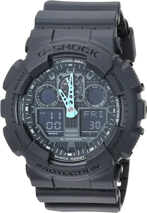 Casio Men's G-Shock Analog-Digital Watch GA-100C-8ACR, Grey/Neon Blue
