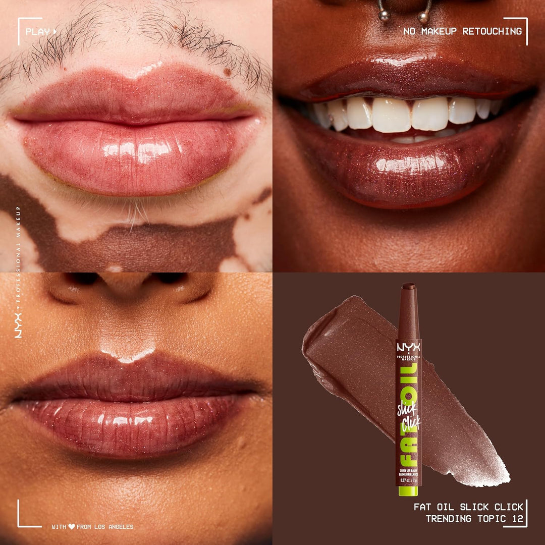 NYX PROFESSIONAL MAKEUP Fat Oil Slick Click, Lightweight, Buildable, Pigmented Vegan Lip Balm