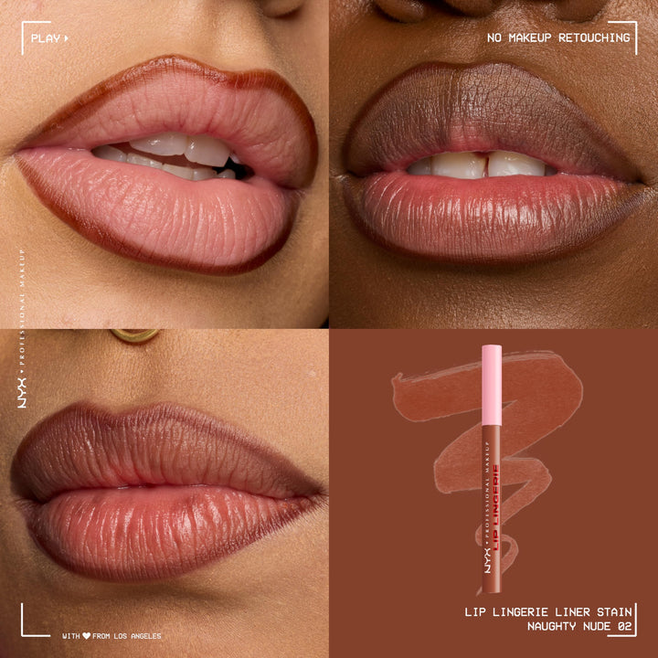 NYX PROFESSIONAL MAKEUP Lip Lingerie Liner Stain, Seamless Make Up with All-Day Color, Waterproof Lip Stain Finish - Up All Night