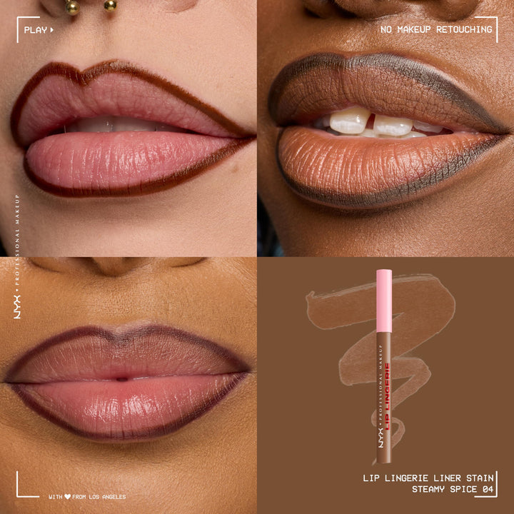 NYX PROFESSIONAL MAKEUP Lip Lingerie Liner Stain, Seamless Make Up with All-Day Color, Waterproof Lip Stain Finish - Up All Night