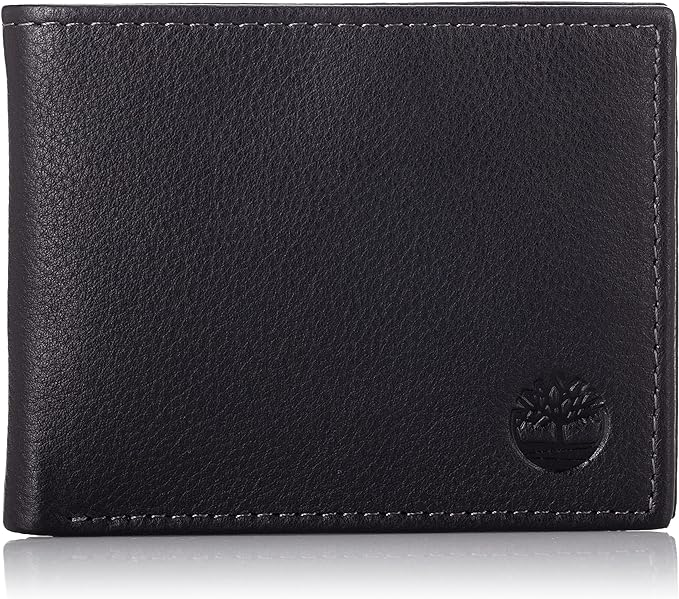 Timberland Men's D67009/08 Wellington Leather RFID Bifold Commuter Security Wallet - Black