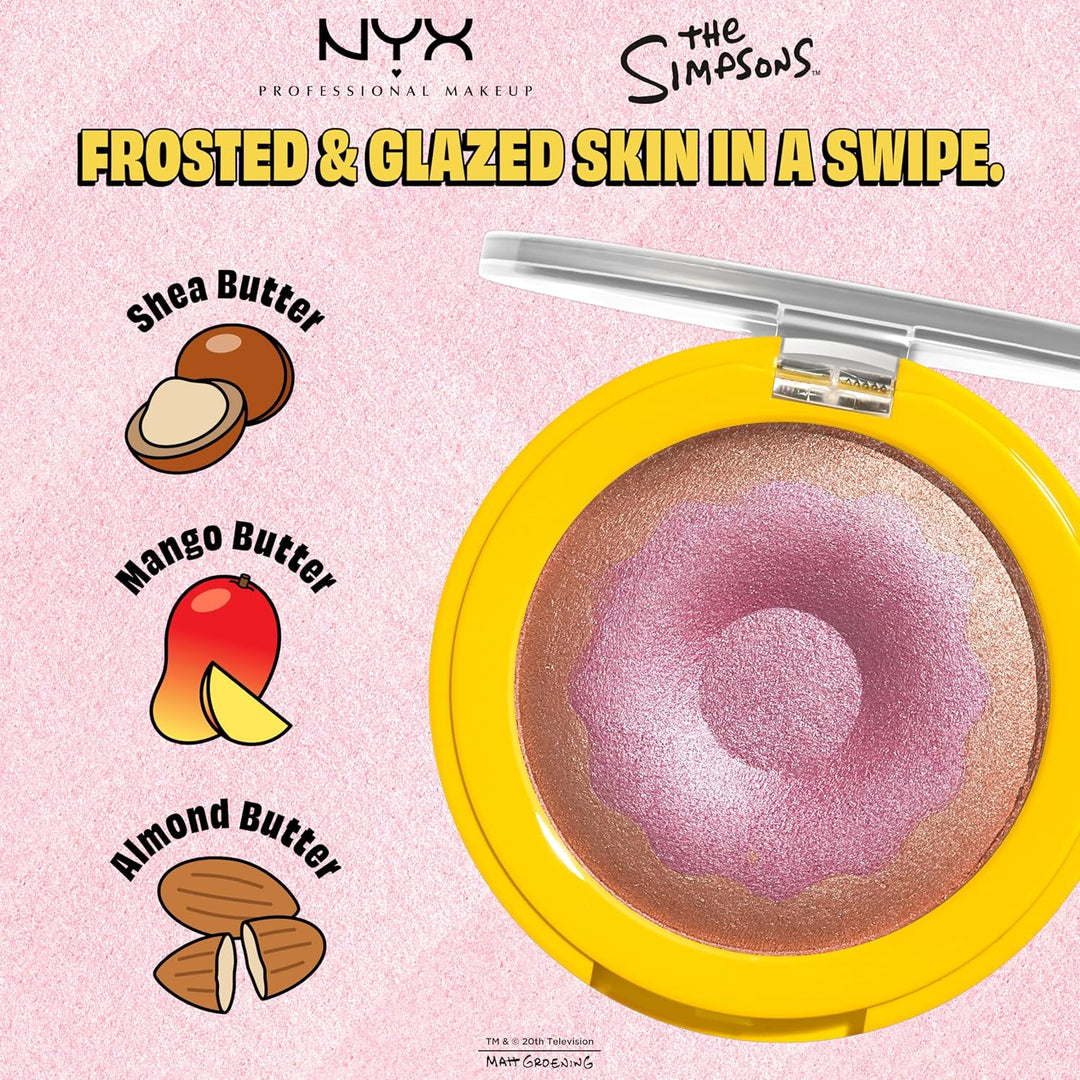 NYX PROFESSIONAL MAKEUP هايلايتر هومر سيمبسون دونت، بودرة لامعة مدهشة وناعمة كالحرير، بالتعاون مع سيمبسون، نباتي ولم يختبر على الحيوانات
